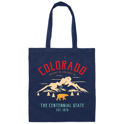 Colorado Park, The Centennial State, EST 1876, National Park Canvas Tote Bag