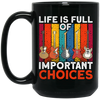 Retro Guitar Gift, Life Is Full Of Important Choices, Love Music Black Mug