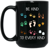 Be Kind To Every Kind, Cute Feet, Human And Animal Black Mug