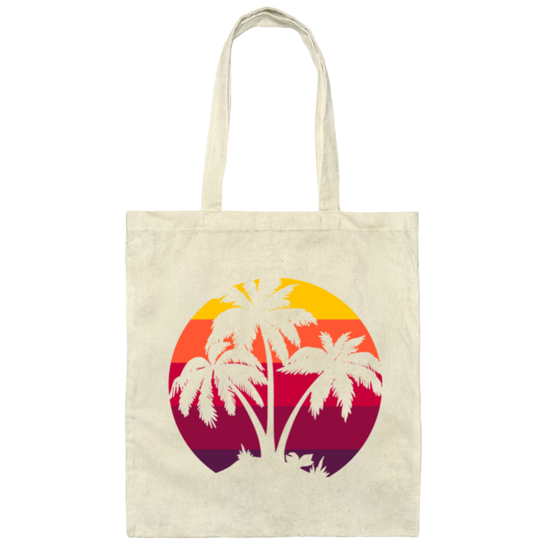 Sunset, Palm And Beach. The Perfect Holiday With Palm Tree Canvas Tote Bag