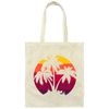 Sunset, Palm And Beach. The Perfect Holiday With Palm Tree Canvas Tote Bag