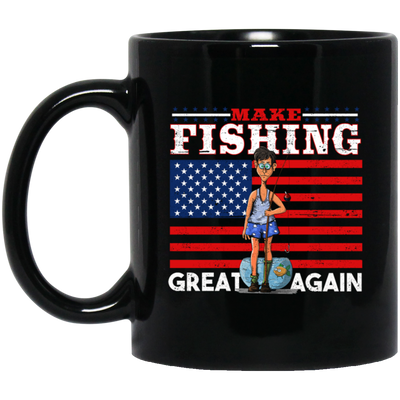 Make Fishing Great Again, American Flag, Love To Fishing, Best Fishing Black Mug