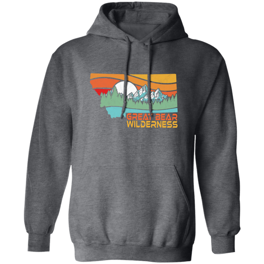 Great Bear, Montana Outdoors, Retro Mountains, Great Bear Wilderness Pullover Hoodie