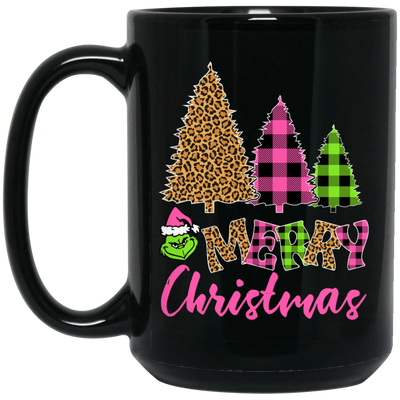 Leopard Christmas, Plaid Christmas, Trendy Grinch, Merry Christmas, Trendy Christmas Black Mug