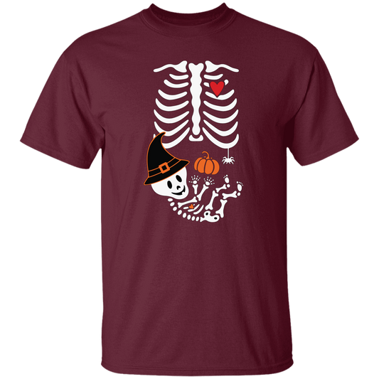 Skeleton Play Pumpkin, Happy Halloween, Lungs Bones, Skeleton Wear Witch Hat Unisex T-Shirt