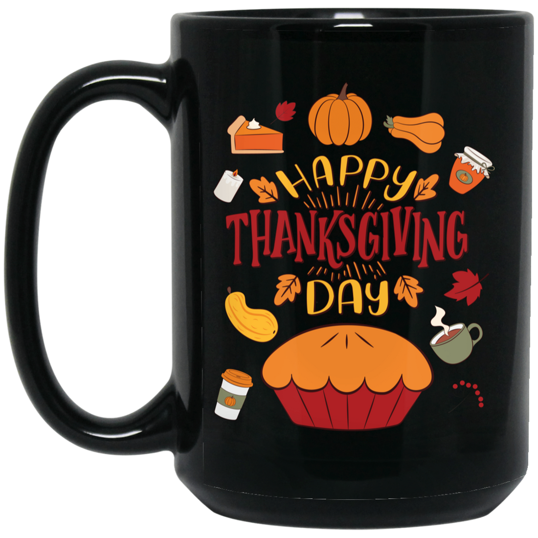 Happy Thanksgiving_s Day, Thanksgiving Iconic Black Mug