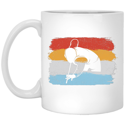 Billiard Player, Billiard Lover, Retro Billiard, Billiard Silhouette White Mug