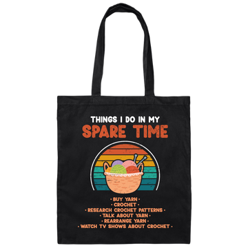 Things I Do In My Spare Time, Retro Knitting, Quilt Vintage Canvas Tote Bag