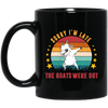 Sorry I'm Late, The Goats Were Out, Retro Goats Black Mug