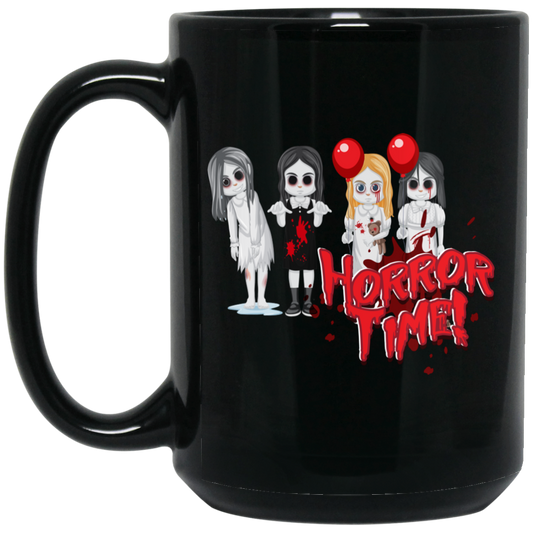 Horror Time, Horror Nigth, Happy Halloween, Cute Ghost Black Mug