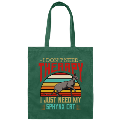 Sphynx Cat I Do Not Need Therapy - Retro Style Cats Canvas Tote Bag