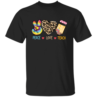 Peace Love Teach, Colorful Peace, Leopard Love Unisex T-Shirt