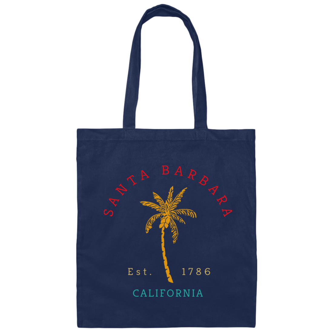 Retro Cool Vintage Santa Barbara Beach California Palm Tree Lover Canvas Tote Bag
