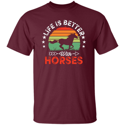 Life Is Better With Horses, Retro Horses, Horse Racing Unisex T-Shirt