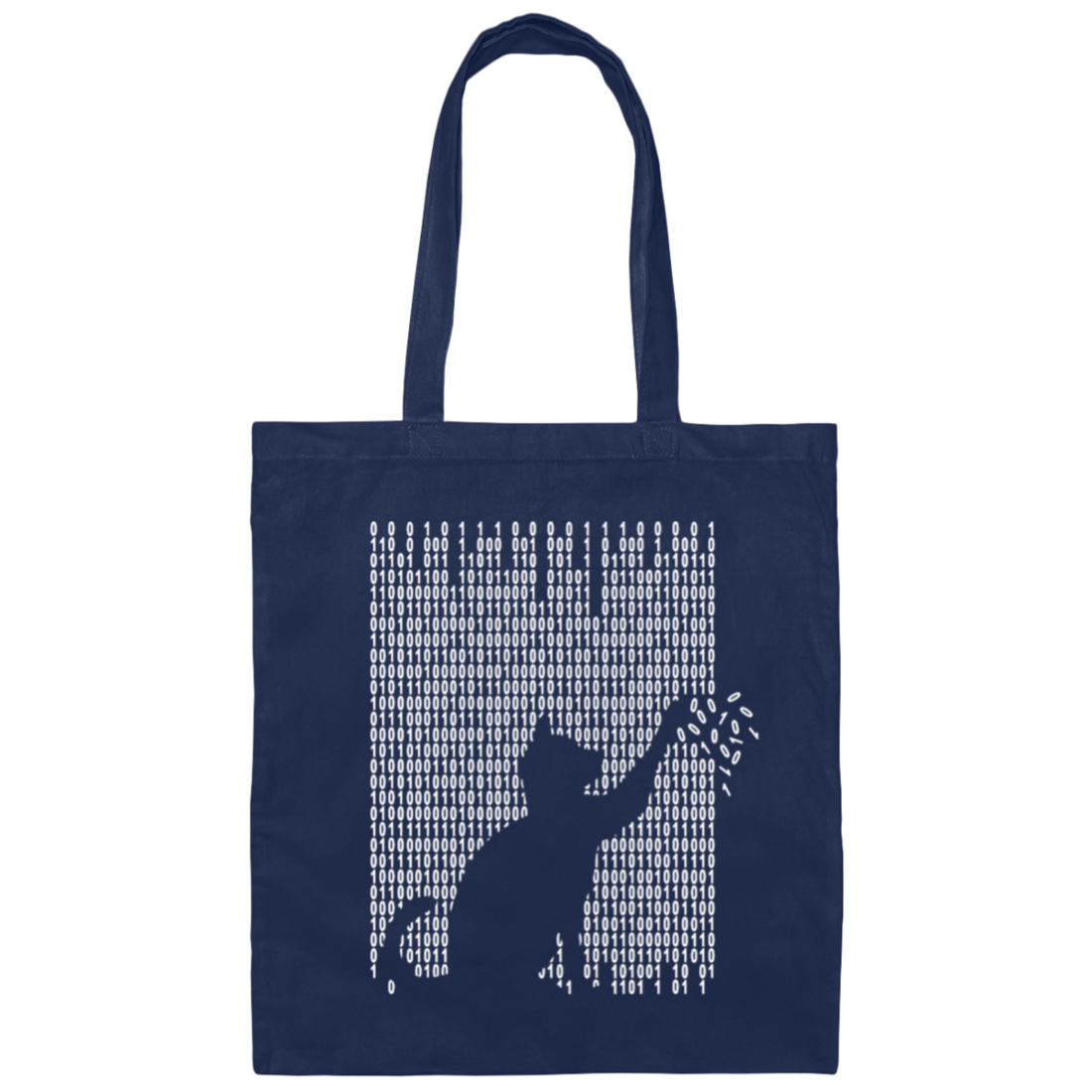 Cat Is Playing With The Binarycode, Kawaii Cat, Love Cat, Love Binarycode Canvas Tote Bag