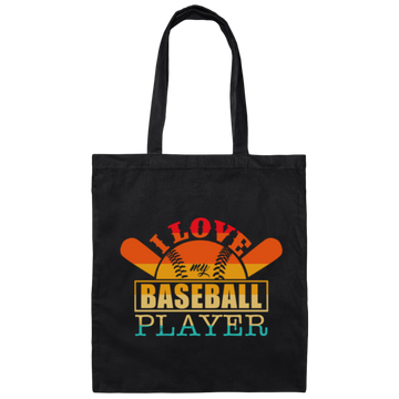 Love My Baseball Player, I Love Baseball, Vintage Baseball Canvas Tote Bag
