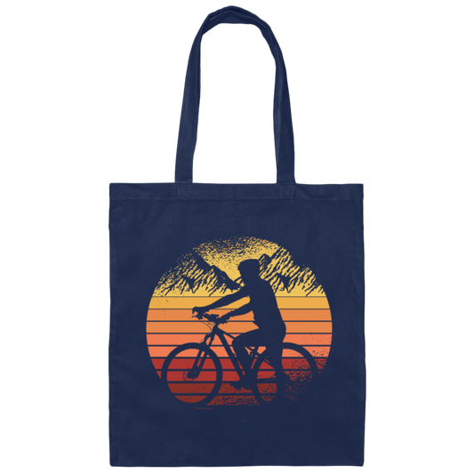 Silhouette Cycling Bike, Mountain Bike, Biker Canvas Tote Bag