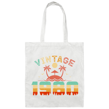 Vintage 1980 Cool Birthday Gift Idea Canvas Tote Bag