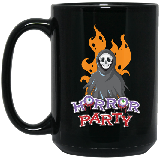 Horror Party, Horror Death, Halloweem Death Black Mug