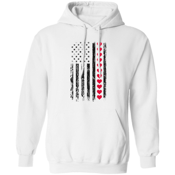 American Flag, American Lover, Heart Flag, Love American Pullover Hoodie