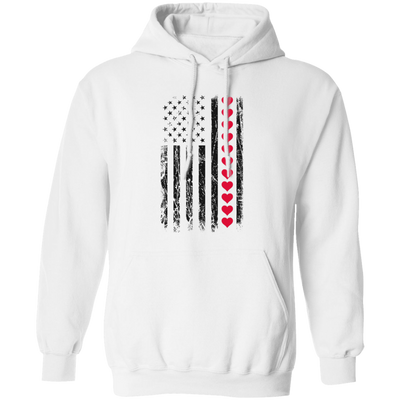 American Flag, American Lover, Heart Flag, Love American Pullover Hoodie