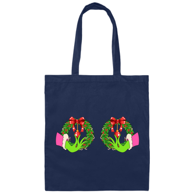 Funny Christmas, Grinch's Hands On The Boobs, Merry Titsmas, Merry Christmas, Trendy Chrismas Canvas Tote Bag