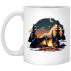 Outdoor Enthusiast Enjoying A Peaceful Camping Trip Under The Stars White Mug