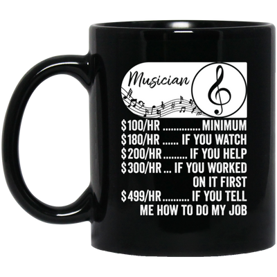 Musician Hourly Rate, Funny Musician, Best Of Musician Black Mug