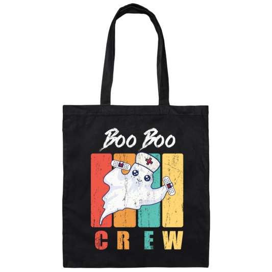 Retro Cute Boo, Boo Boo Crew Nurse Ghost Kawaii Halloween Costume Canvas Tote Bag