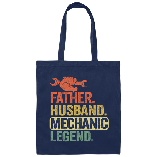 Mechanic Lover, Father Husband Mechanic Legend, Retro Mechanic Canvas Tote Bag