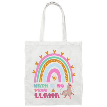 Math Is No Problem, No Prob-llama, Math Rainbow Canvas Tote Bag