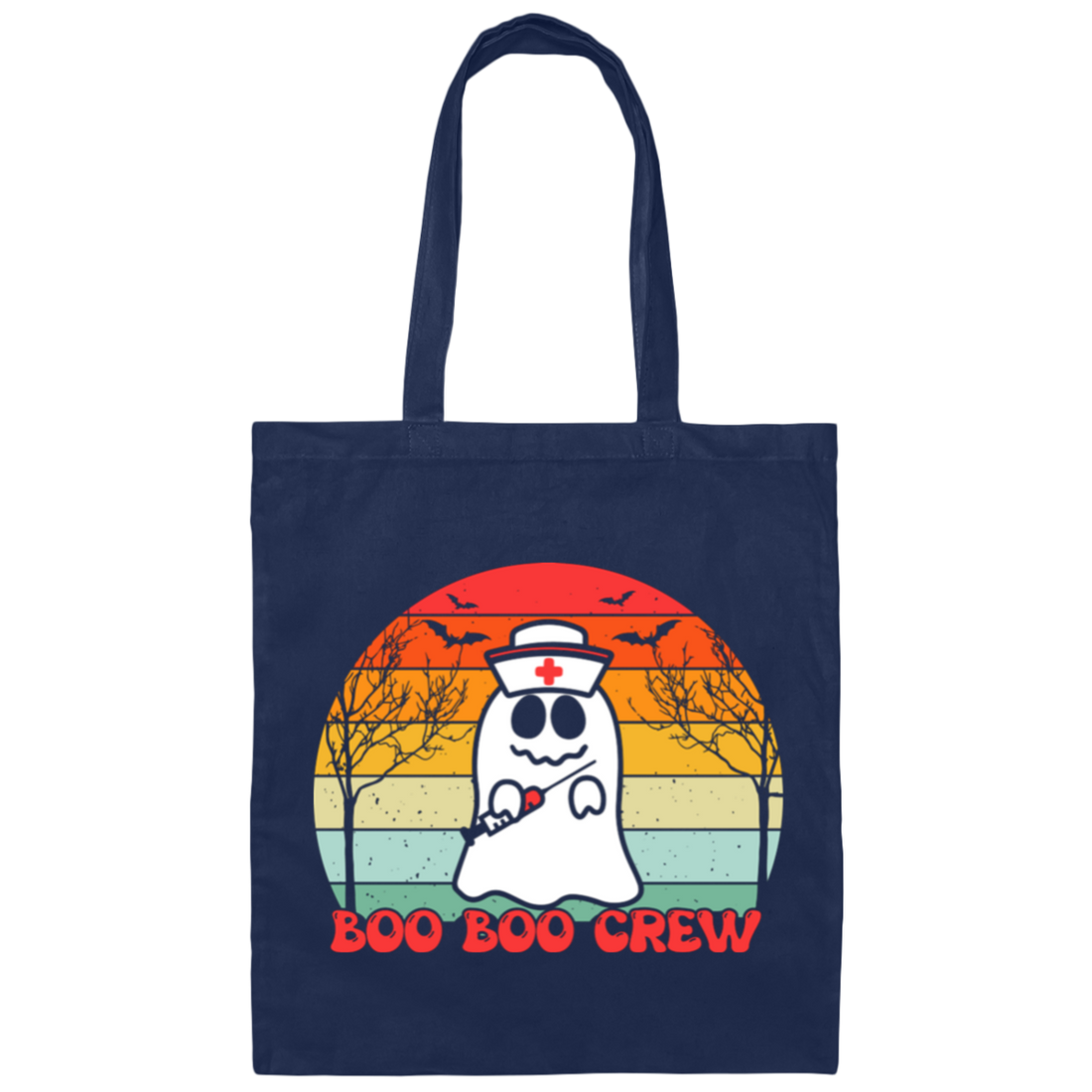 Boo Boo Crew, Boo Halloween, Retro Halloween Canvas Tote Bag