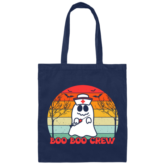 Boo Boo Crew, Boo Halloween, Retro Halloween Canvas Tote Bag