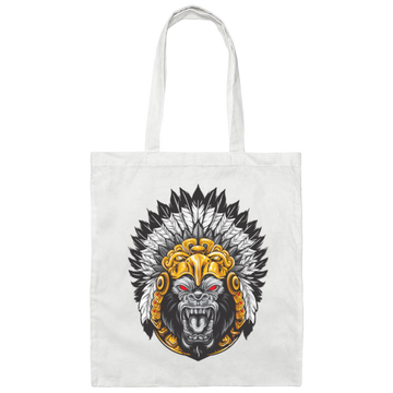Gorilla Wearing Aztec Headdress, Scare Of Giant Gorilla, Aztec Headdress Canvas Tote Bag