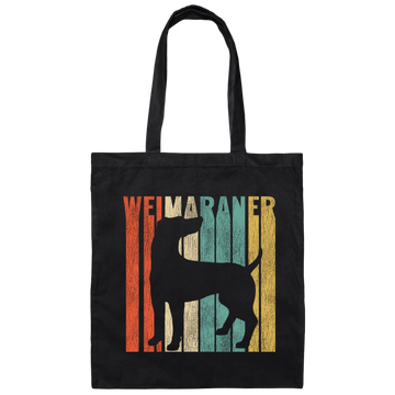 Featuring A Vintage Style, Weimaraner Retro 1970's, Dog Silhouette Cracked Canvas Tote Bag