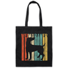 Featuring A Vintage Style, Weimaraner Retro 1970's, Dog Silhouette Cracked Canvas Tote Bag