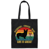 Retro Dog Weekends Wine Lovers Retro Life Is Great Canvas Tote Bag