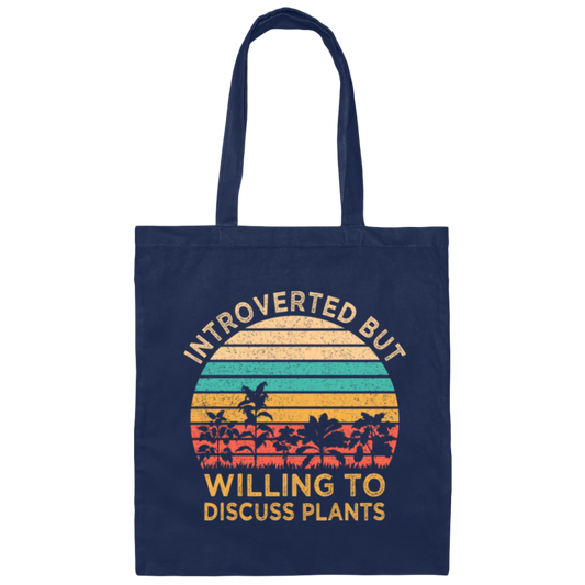 Retro Introverted But Willing To Discuss Plants Gift Canvas Tote Bag