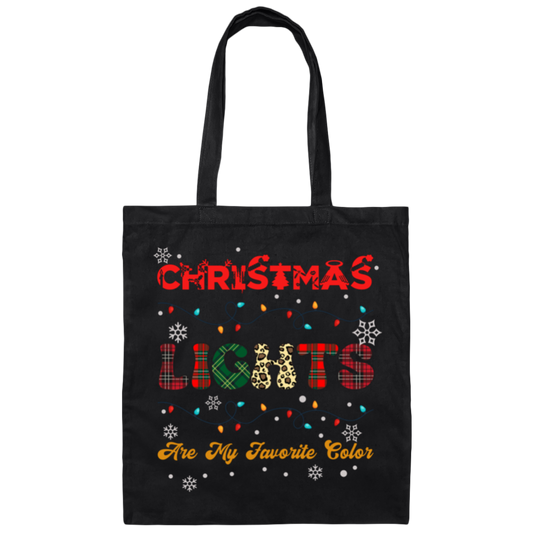 Christmas Lights Are My Favorite Color, Retro Christmas Canvas Tote Bag