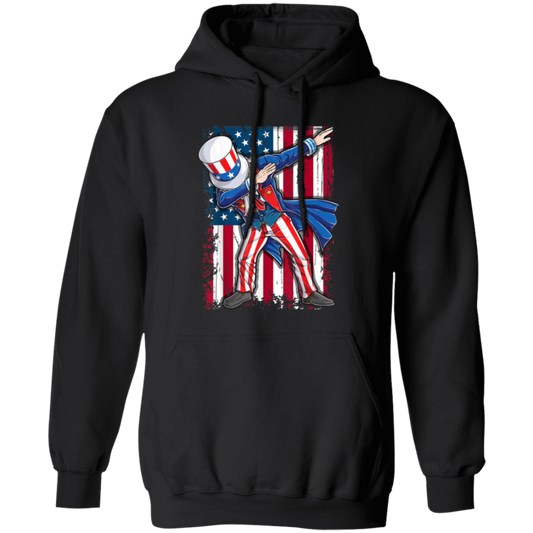 Dabbing Uncle, 4th Of July Gift, Great July 4th, American Flag, US Dabbing Pullover Hoodie