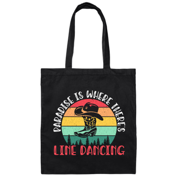 Paradise Is Where Theres Line Dancing, Western Dance Cowboy Canvas Tote Bag