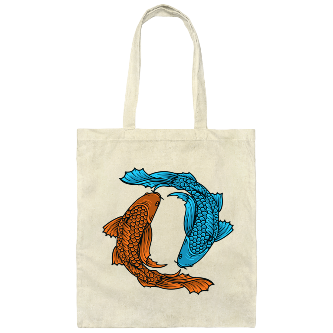 Koi Fish, Two Fishes Together, Good Luck, Prosperity, Perseverance Canvas Tote Bag