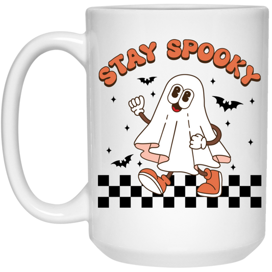 Stay Spooky, Happy Halloween, Cute Boo, Groovy Boo, Trendy Halloween White Mug