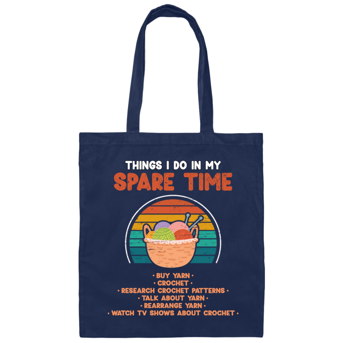 Things I Do In My Spare Time, Retro Knitting, Quilt Vintage Canvas Tote Bag