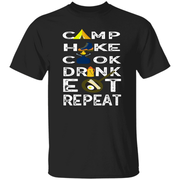 Camping Gift, Hiking And Cook, Drink And Eat, Repeat All, Go Camping Unisex T-Shirt