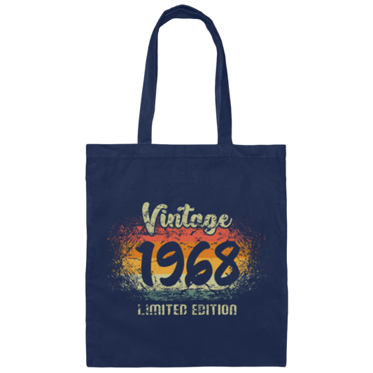 Vintage 1968 Limited Edition, Retro 52nd Birthday Gift Canvas Tote Bag