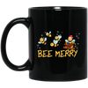 Bee Merry, Cute Bee, Funny Bee, Bee Christmas, Merry Christmas, Trendy Christmas Black Mug