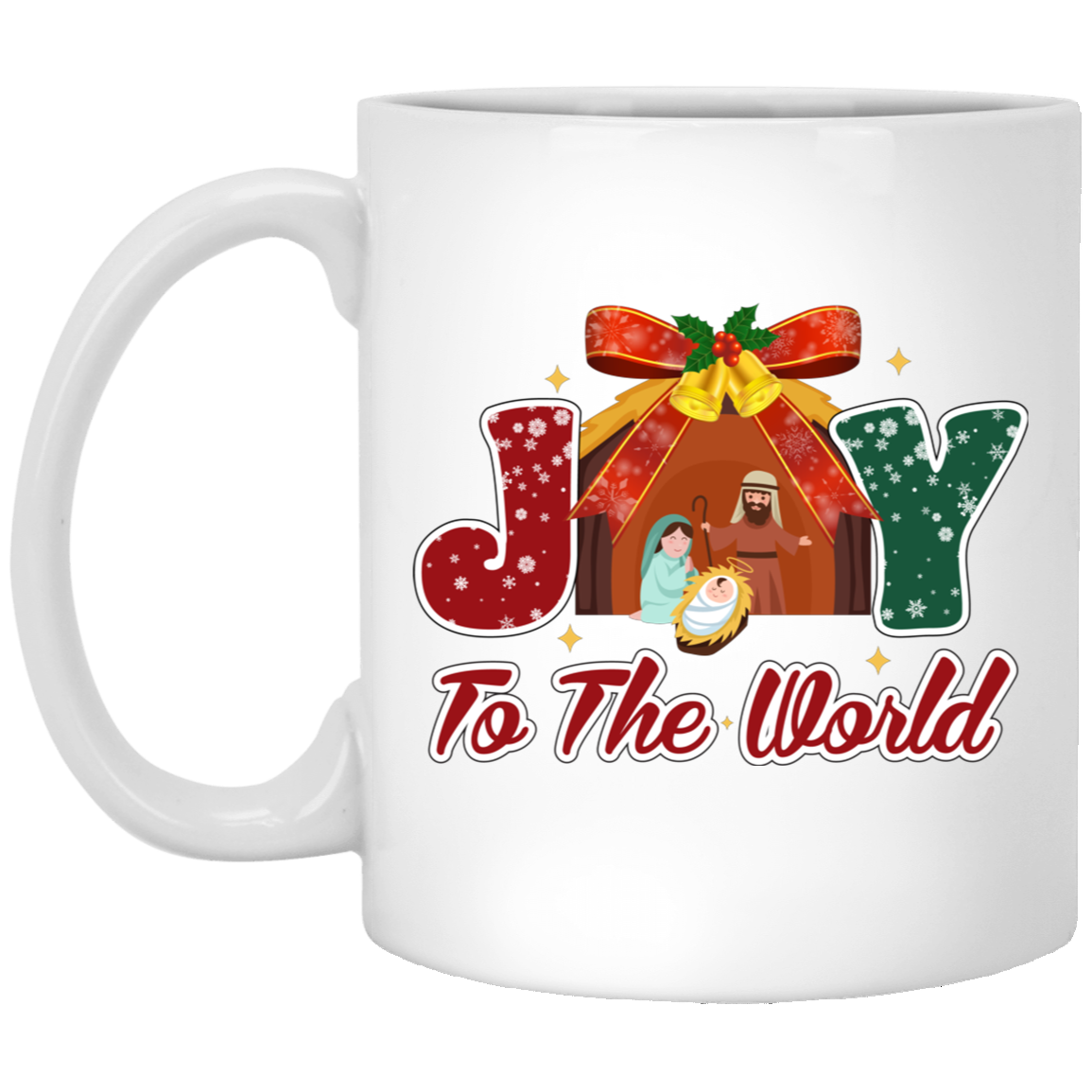 Joy To The World, Merry Xmas, Let Us Adore Him White Mug