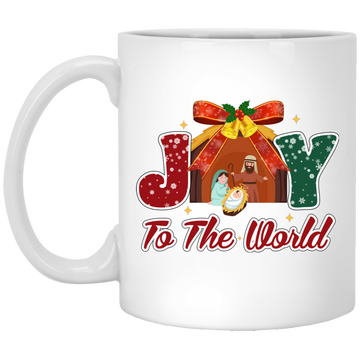 Joy To The World, Merry Xmas, Let Us Adore Him White Mug