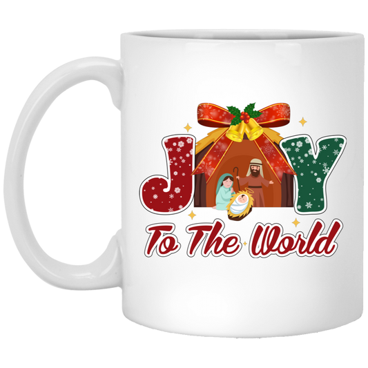 Joy To The World, Merry Xmas, Let Us Adore Him White Mug